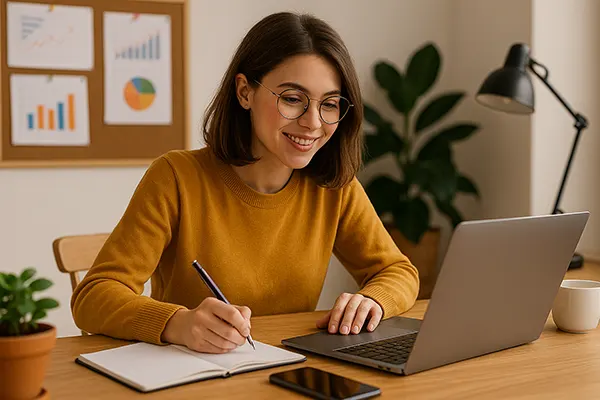 bureau avec ordinateur portable